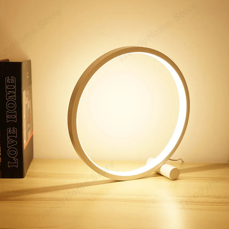 LED Circular Desk Lamp – Modern Minimalist Adjustable Table Light for Bedroom & Study