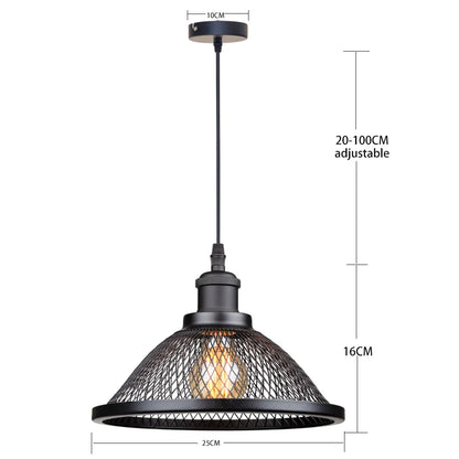 Industrial Retro Pendant Light – Metal Mesh Vintage Style E27 Socket for Dining Room or Bar Decor