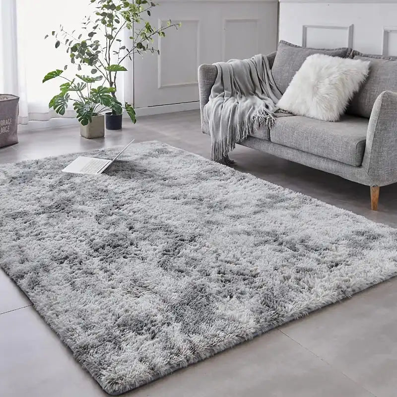 Plush Grey Mélange Rug — Non-Slip Absorbent Carpet for Bedroom & Living Room
