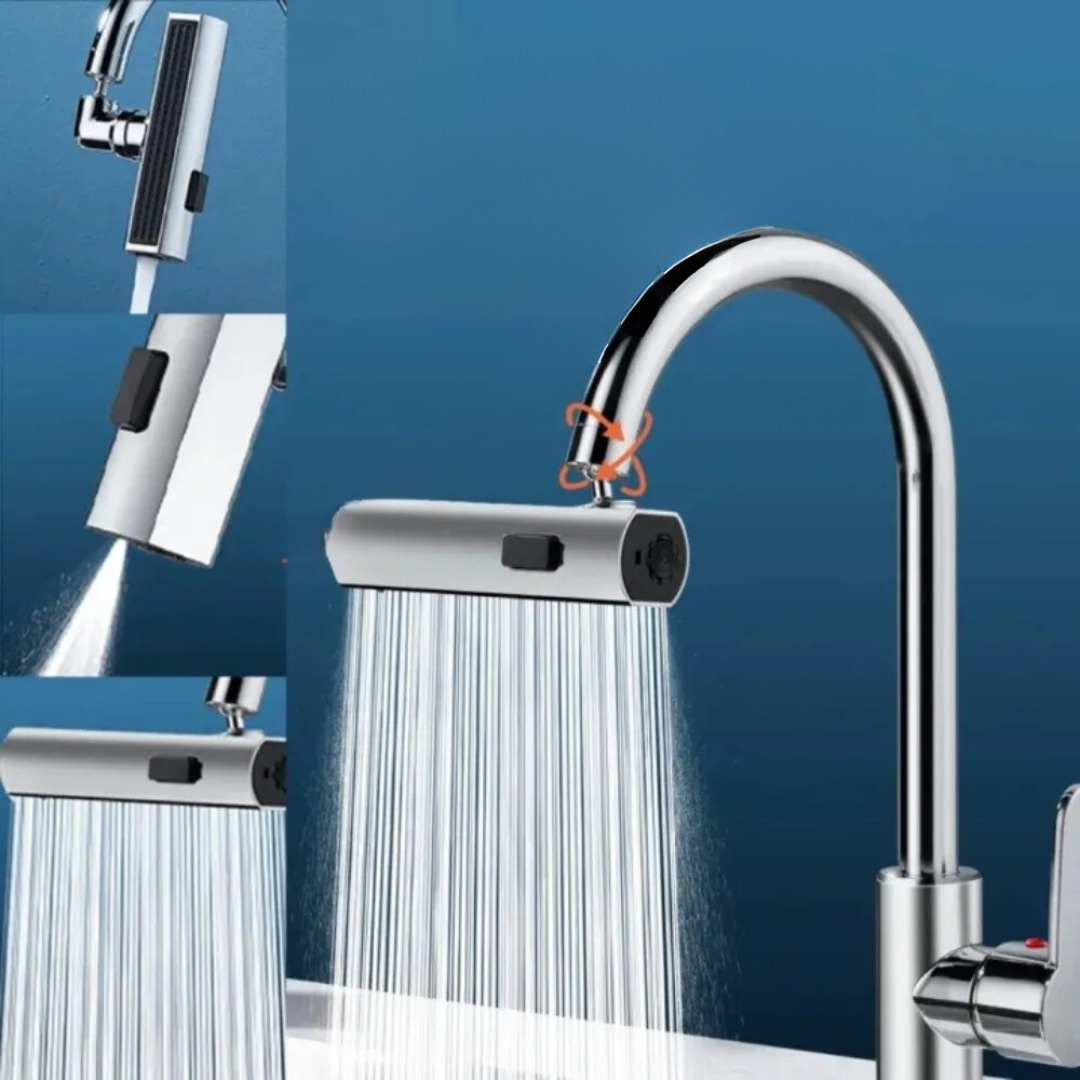 360° Waterfall Kitchen Faucet – 3 Spray Modes with Anti-Splash Aerator