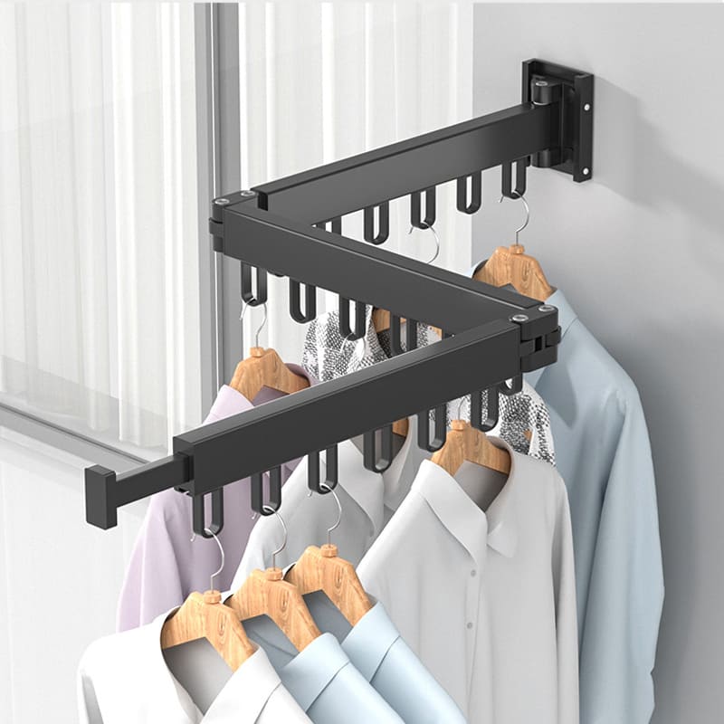 Wall-Mounted Retractable Clothes Drying Rack – Space-Saving Aluminum Design