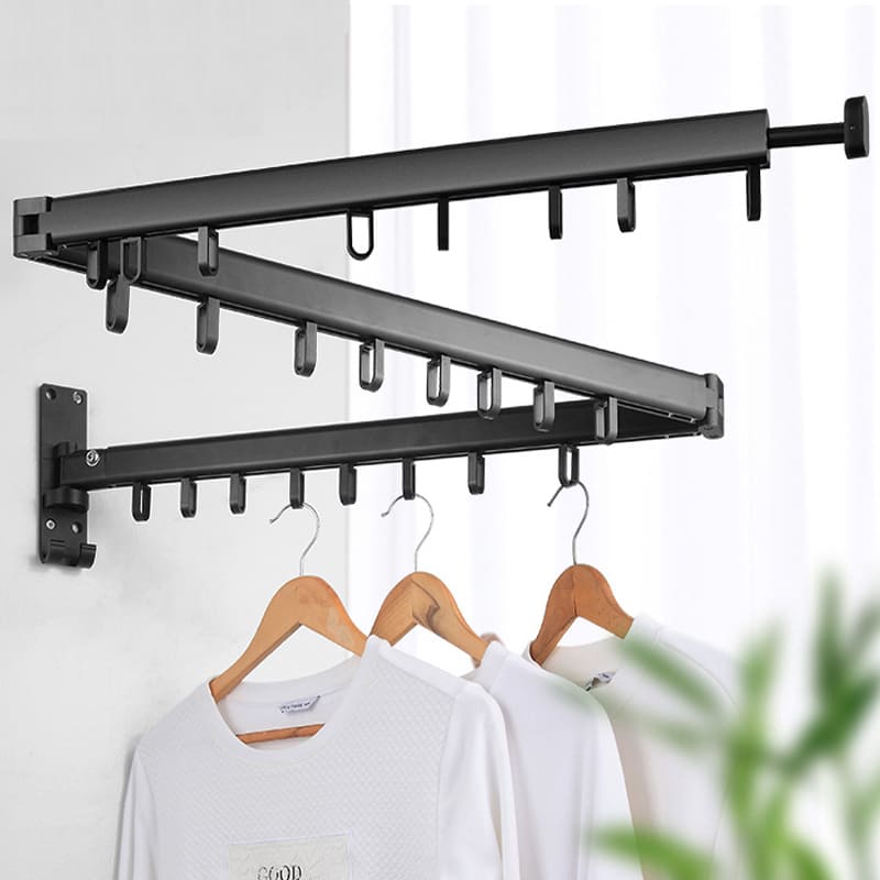Wall-Mounted Retractable Clothes Drying Rack – Space-Saving Aluminum Design