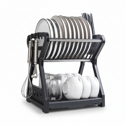 Double-Layer Dish Rack – Modern Kitchen Organizer & Space-Saving Design