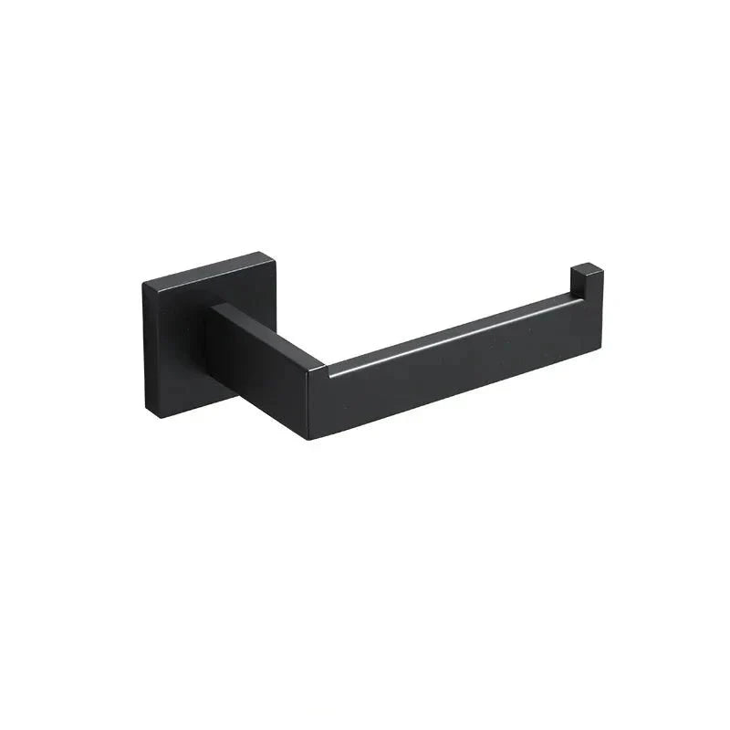 Black Matte Stainless Steel Bathroom Accessory Set – Modern Luxury Soap Dispenser & Organizer