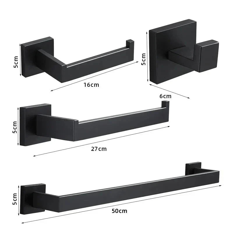 Black Matte Stainless Steel Bathroom Accessory Set – Modern Luxury Soap Dispenser & Organizer