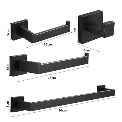 Black Matte Stainless Steel Bathroom Accessory Set – Modern Luxury Soap Dispenser & Organizer