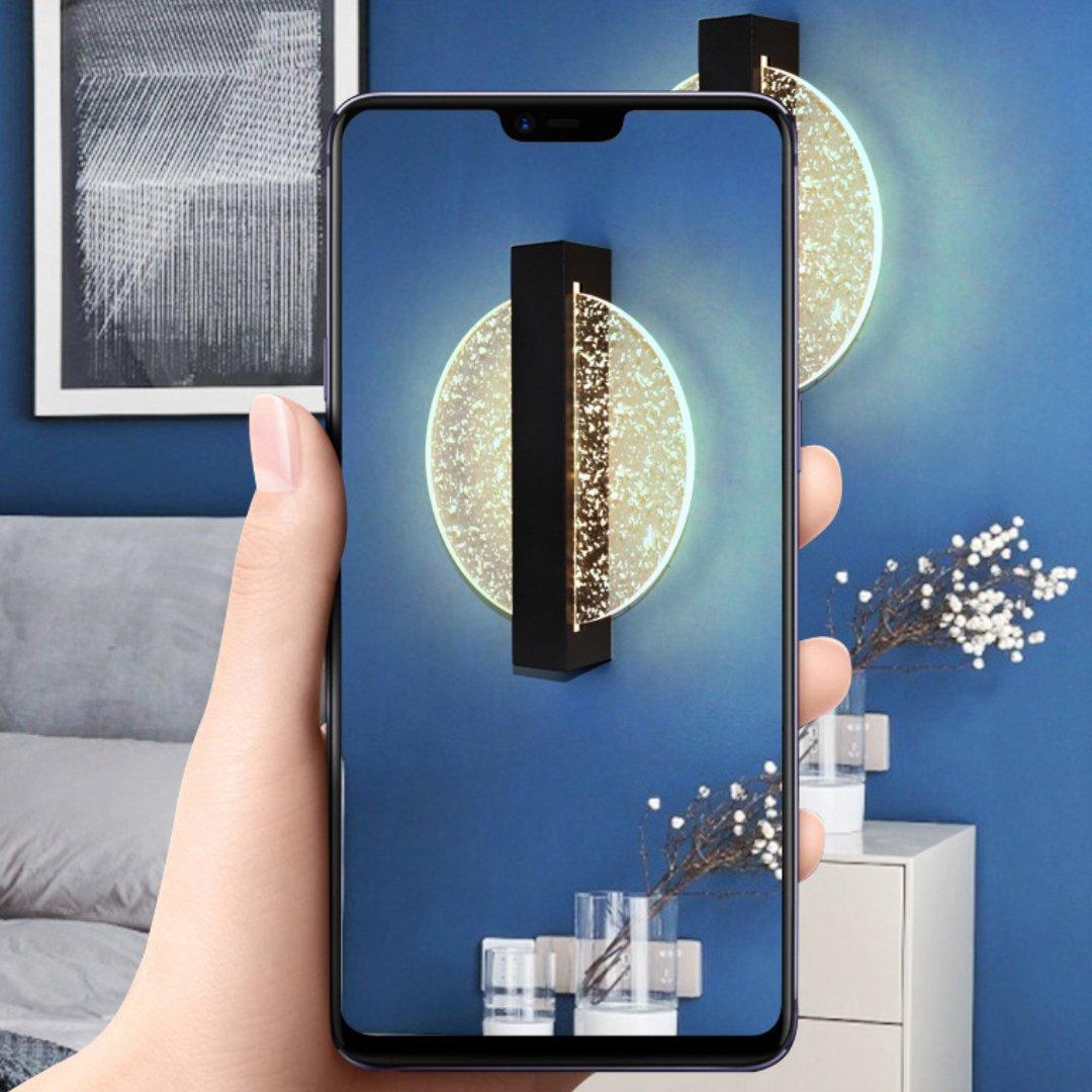 Round Decorative Wall Sconce with Crystal Glass Effect – Luxury Modern Wall Lighting Fixture