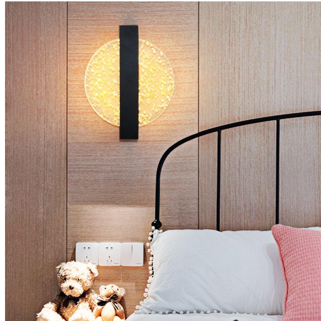 Round Decorative Wall Sconce with Crystal Glass Effect – Luxury Modern Wall Lighting Fixture