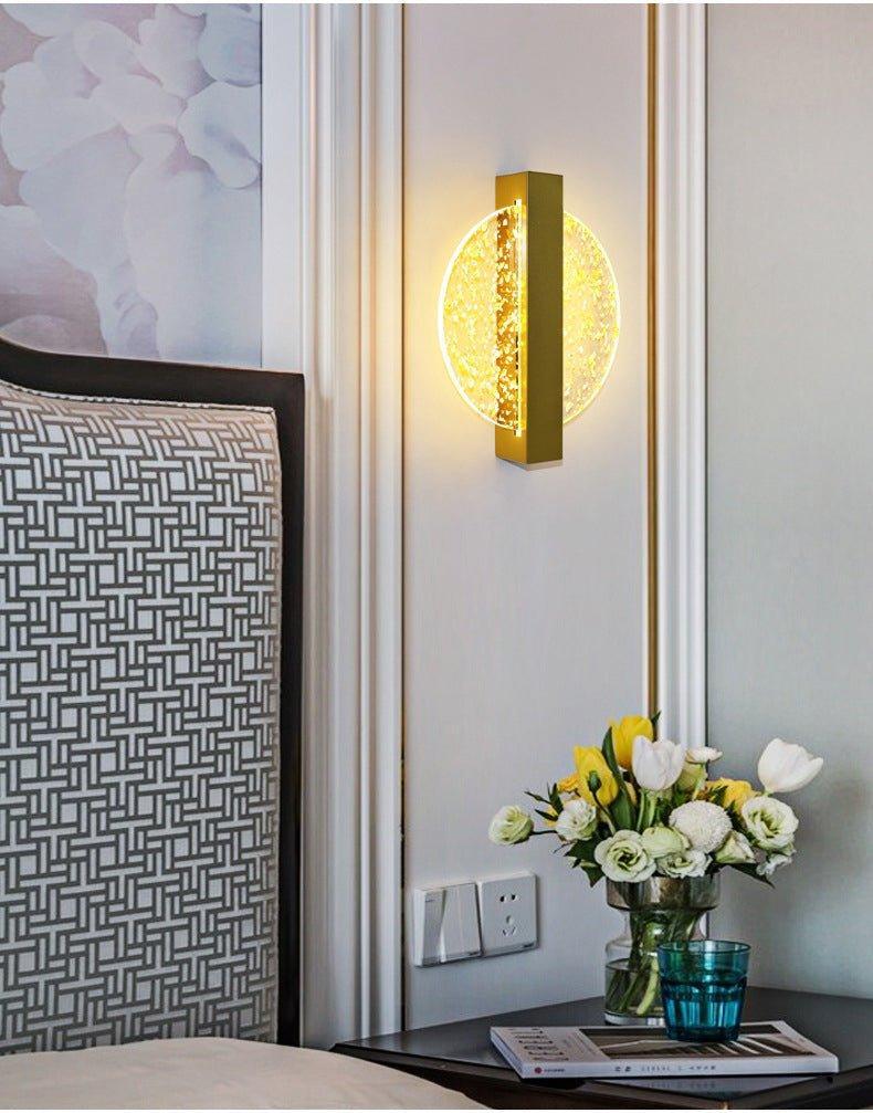 Round Decorative Wall Sconce with Crystal Glass Effect – Luxury Modern Wall Lighting Fixture