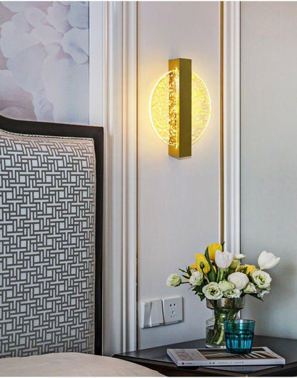 Round Decorative Wall Sconce with Crystal Glass Effect – Luxury Modern Wall Lighting Fixture