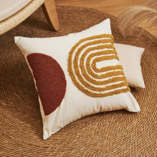 Embroidered Geometric Throw Pillow Cover