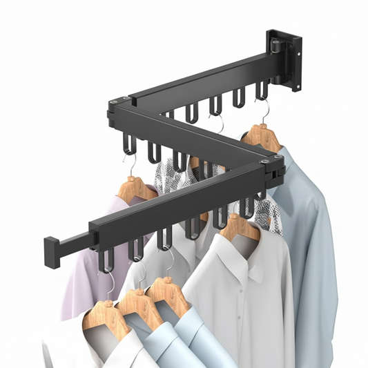 Wall-Mounted Retractable Clothes Drying Rack – Space-Saving Aluminum Design