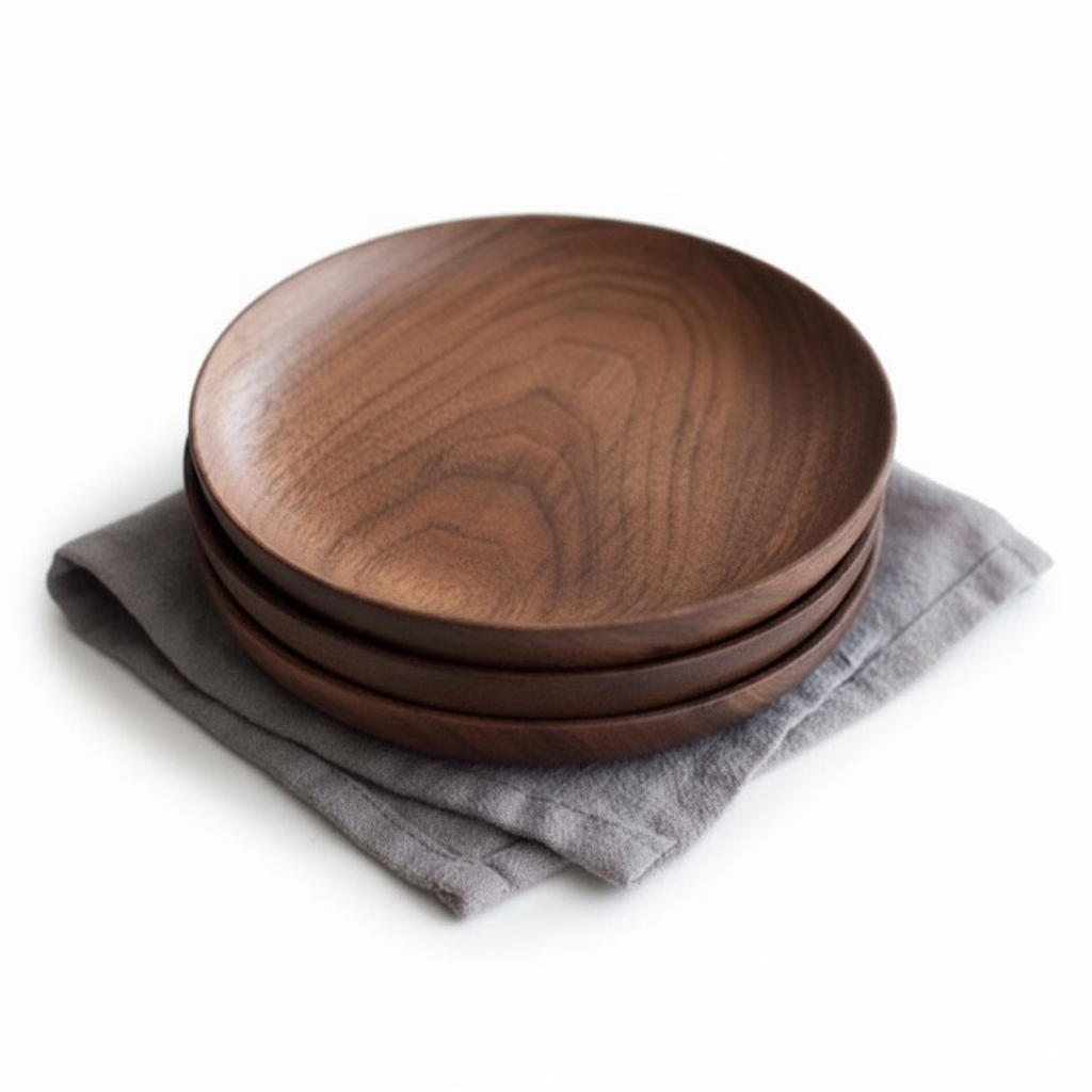 Handcrafted Walnut Wood Plate 28cm – Elegant Dining & Kitchen Decor
