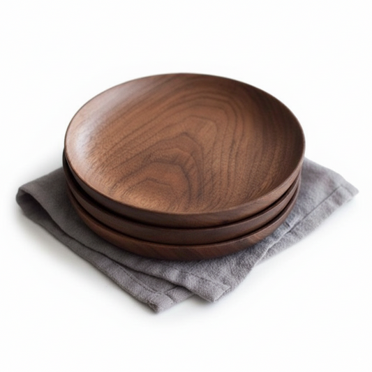 Handcrafted Walnut Wood Plate 28cm – Elegant Dining & Kitchen Decor