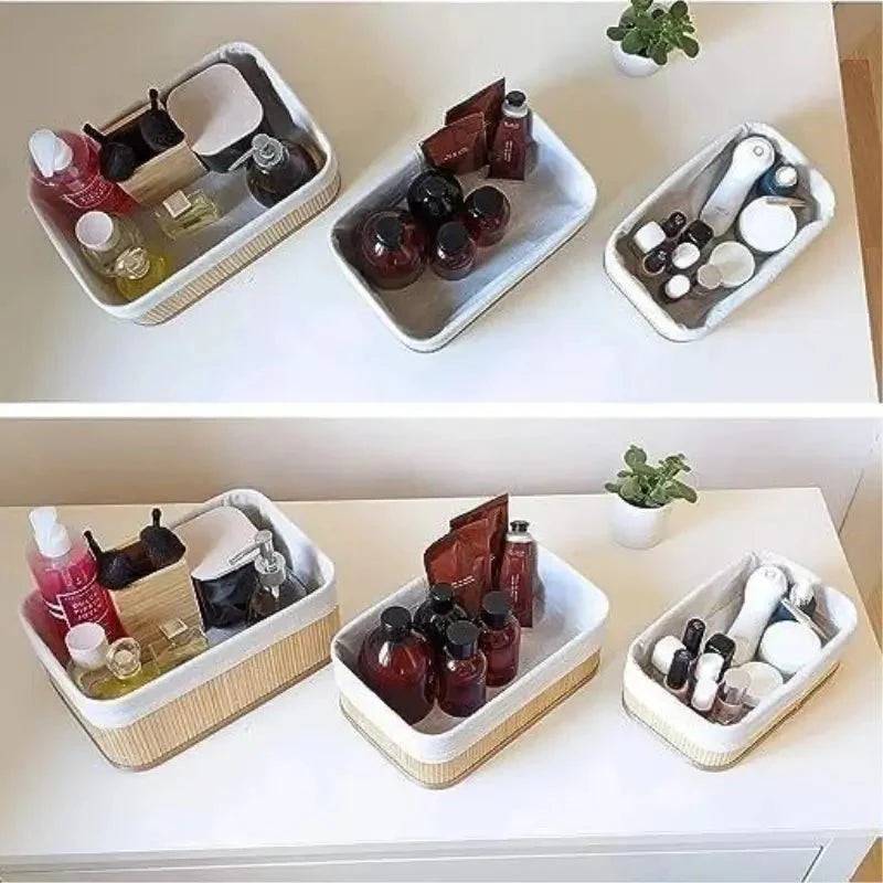Set of 3 Bamboo Storage Baskets – Eco-Friendly Home Organizer for Kitchen, Living Room and Bathroom