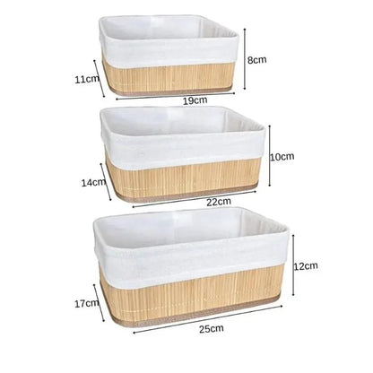 Set of 3 Bamboo Storage Baskets – Eco-Friendly Home Organizer for Kitchen, Living Room and Bathroom