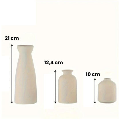 Set of 3 Ceramic Plant Vases – Elegant Decorative Flower Pots for Living Room, Bedroom & Office