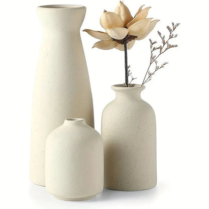 Set of 3 Ceramic Plant Vases – Elegant Decorative Flower Pots for Living Room, Bedroom & Office