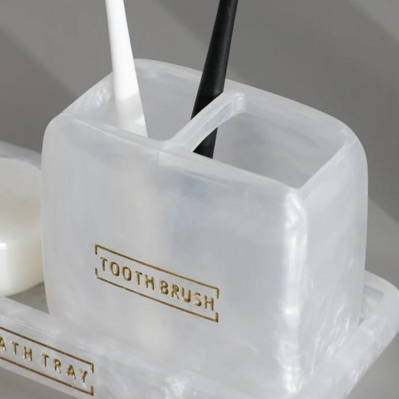 3-Piece Resin Bathroom Accessory Set – Elegant & Functional Soap Dispenser, Cup & Tray