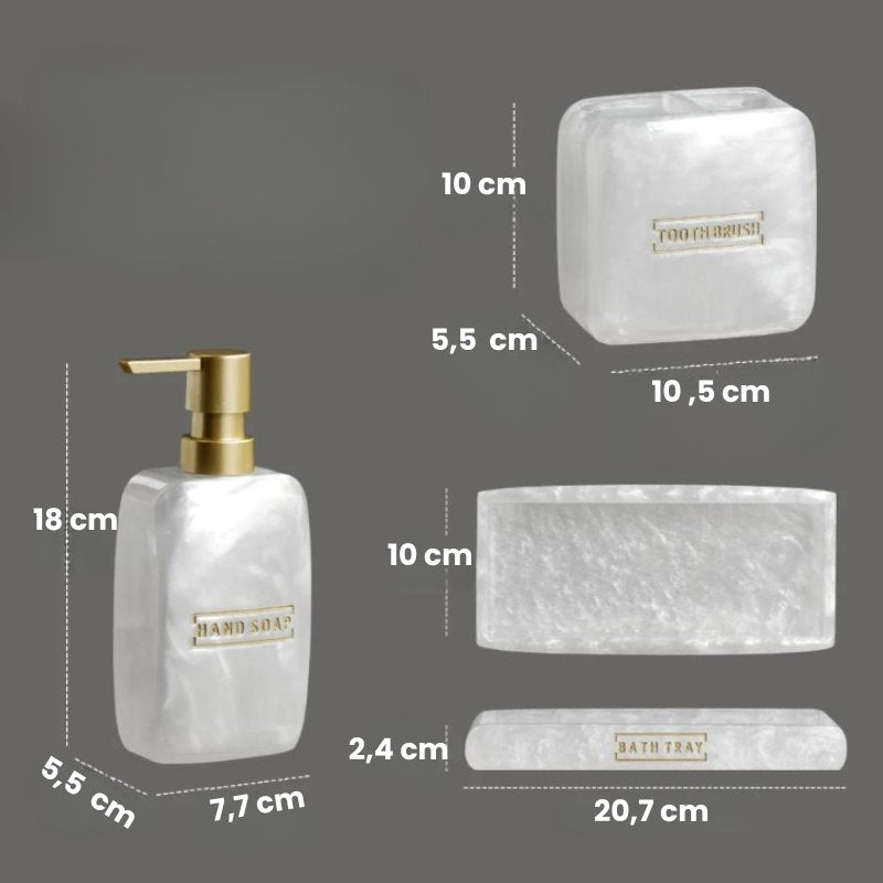 3-Piece Resin Bathroom Accessory Set – Elegant & Functional Soap Dispenser, Cup & Tray