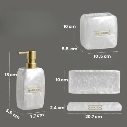 3-Piece Resin Bathroom Accessory Set – Elegant & Functional Soap Dispenser, Cup & Tray