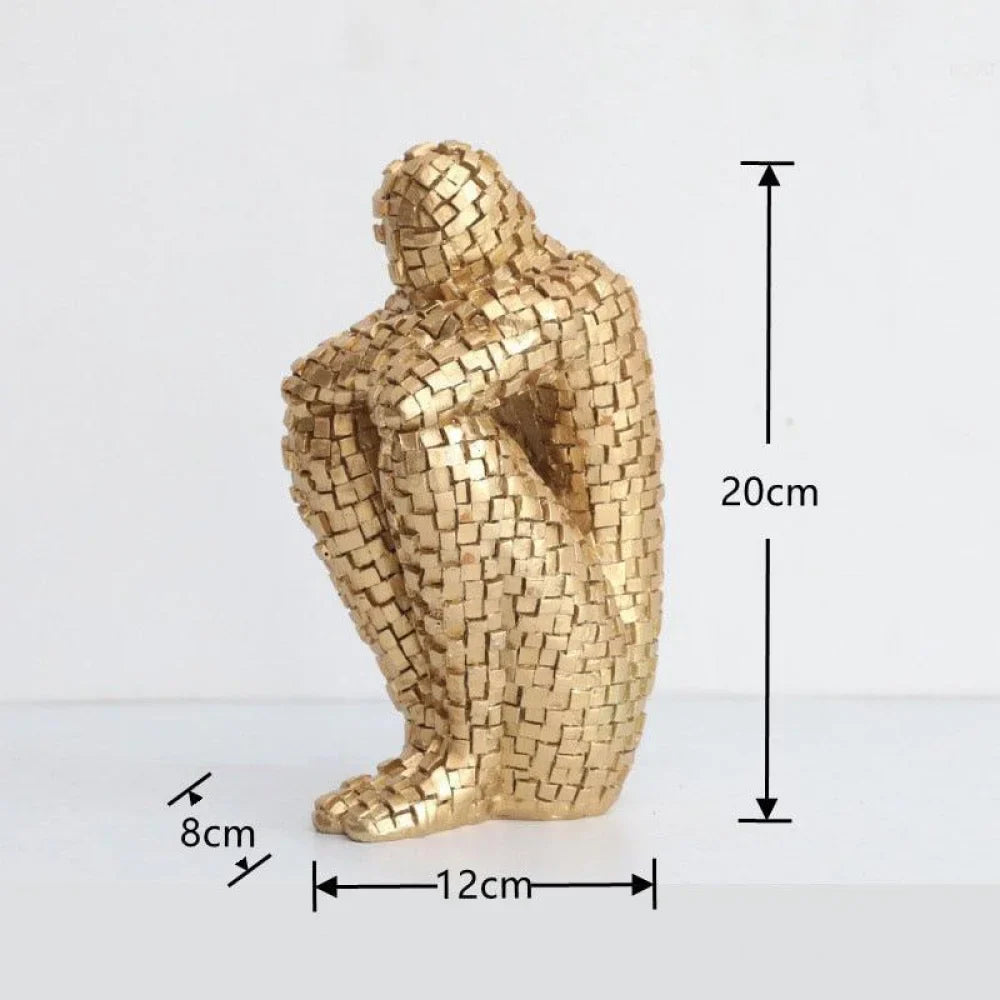 The Thinker Sculpture – Classic Resin Art Statue for Home & Office Decor