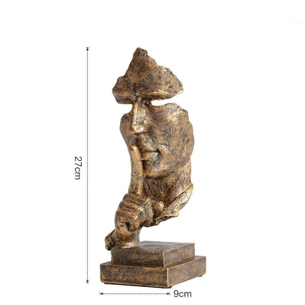 “Silence Is Golden” Sculpture – Handcrafted Resin Modern Art Decoration
