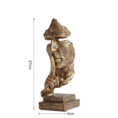 “Silence Is Golden” Sculpture – Handcrafted Resin Modern Art Decoration