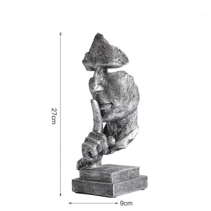“Silence Is Golden” Sculpture – Handcrafted Resin Modern Art Decoration
