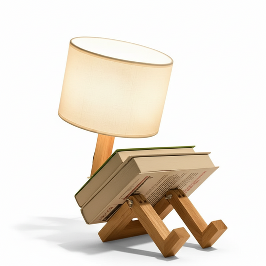 Wooden Robot Table Lamp – Creative Desk Light for Kids & Home Decoration