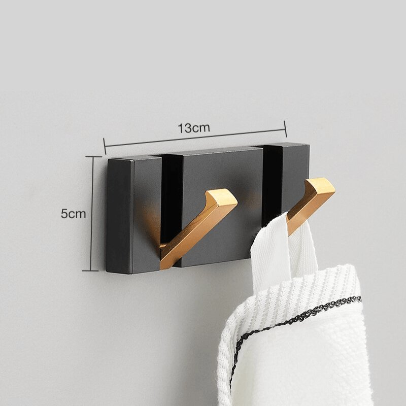 Matte Black & Gold Wall Hook Rack – Heavy Duty Decorative Hangers for Bathroom & Entryway