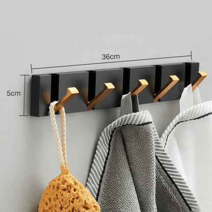 Matte Black & Gold Wall Hook Rack – Heavy Duty Decorative Hangers for Bathroom & Entryway