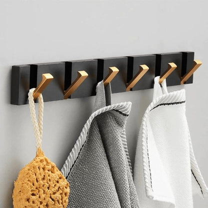 Matte Black & Gold Wall Hook Rack – Heavy Duty Decorative Hangers for Bathroom & Entryway