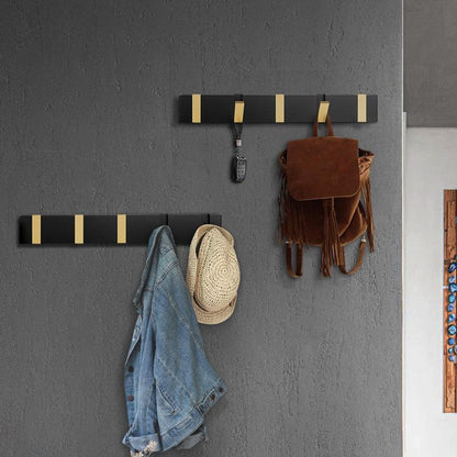 Matte Black & Gold Wall Hook Rack – Heavy Duty Decorative Hangers for Bathroom & Entryway