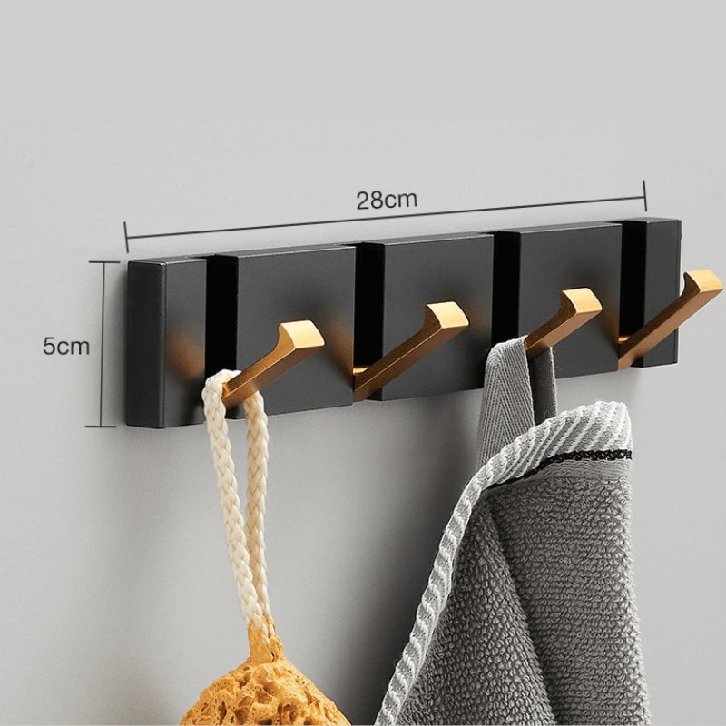 Matte Black & Gold Wall Hook Rack – Heavy Duty Decorative Hangers for Bathroom & Entryway