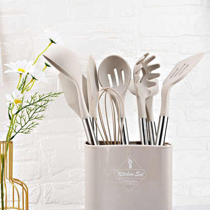 Le Cook™ Premium 11-Piece Kitchen Utensil Set with Holder – Elegant Cooking Tools