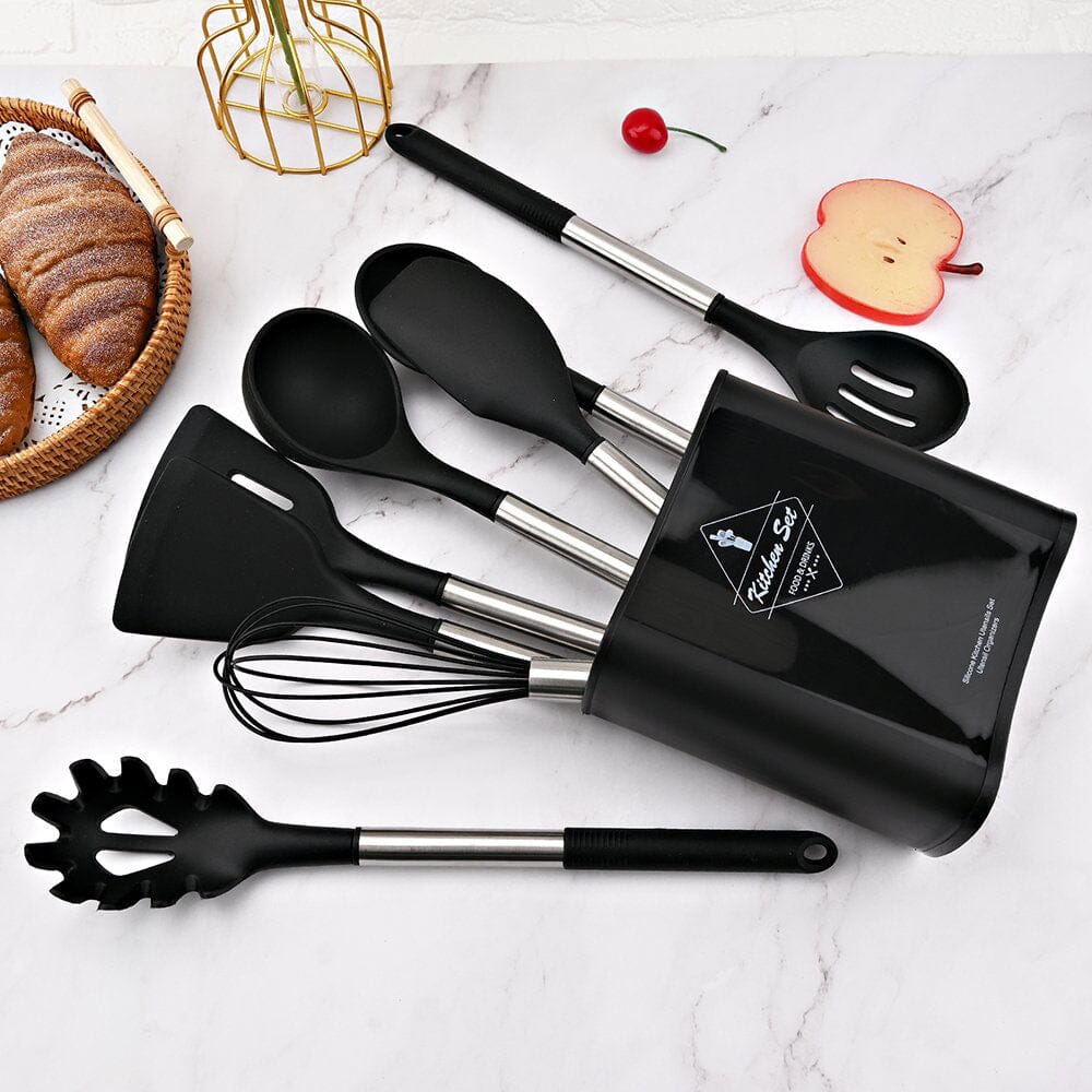 Le Cook™ Premium 11-Piece Kitchen Utensil Set with Holder – Elegant Cooking Tools
