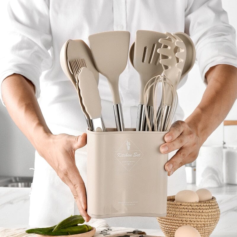 Le Cook™ Premium 11-Piece Kitchen Utensil Set with Holder – Elegant Cooking Tools