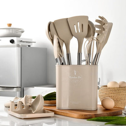 Le Cook™ Premium 11-Piece Kitchen Utensil Set with Holder – Elegant Cooking Tools