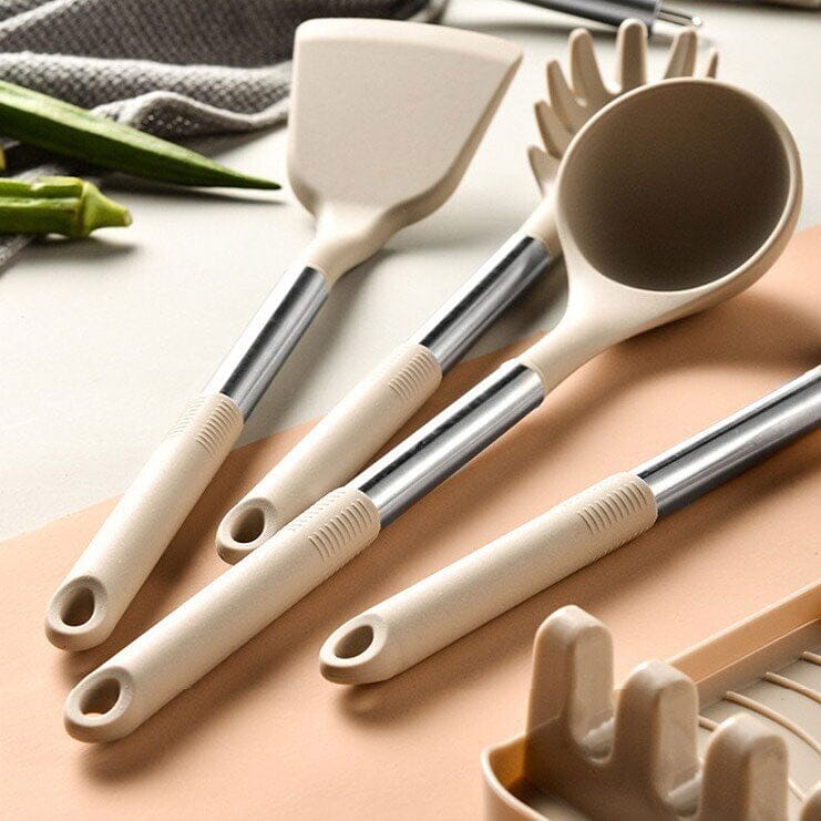 Le Cook™ Premium 11-Piece Kitchen Utensil Set with Holder – Elegant Cooking Tools