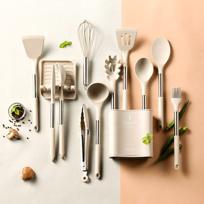 Le Cook™ Premium 11-Piece Kitchen Utensil Set with Holder – Elegant Cooking Tools