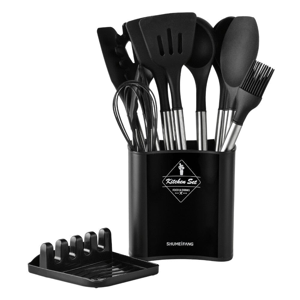 Le Cook™ Premium 11-Piece Kitchen Utensil Set with Holder – Elegant Cooking Tools