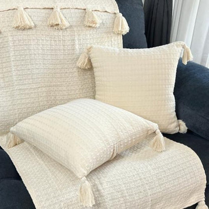 Boho Chic Pompom Pillow Covers – Set of 2 Decorative Cushion Cases for Sofa, Living Room & Bedroom