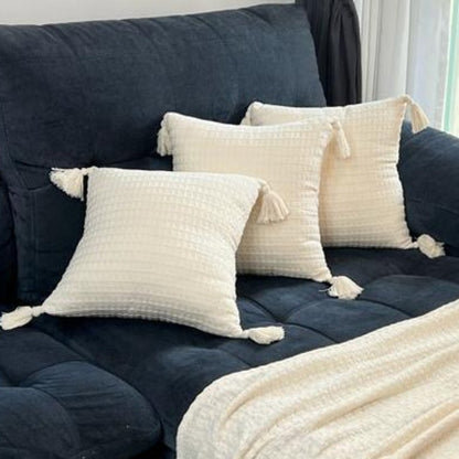 Boho Chic Pompom Pillow Covers – Set of 2 Decorative Cushion Cases for Sofa, Living Room & Bedroom