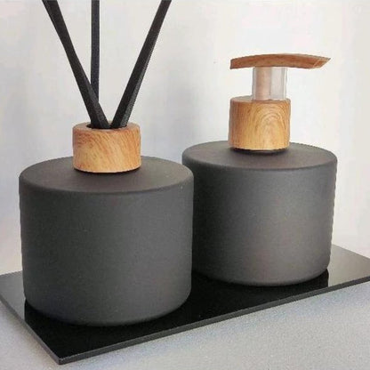 Liquid Soap Dispenser & Room Diffuser Set – Elegant Glass Bottles for Bathroom & Kitchen