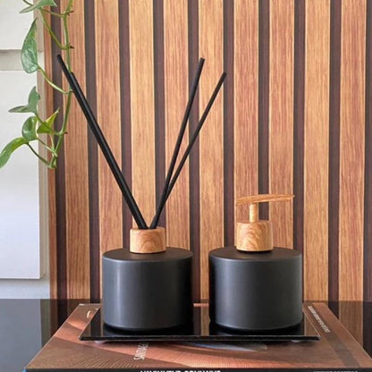 Liquid Soap Dispenser & Room Diffuser Set – Elegant Glass Bottles for Bathroom & Kitchen