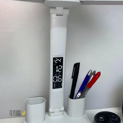3-in-1 LED Desk Lamp – Adjustable Table Lamp with Clock, Pen Holder & USB Charging Port