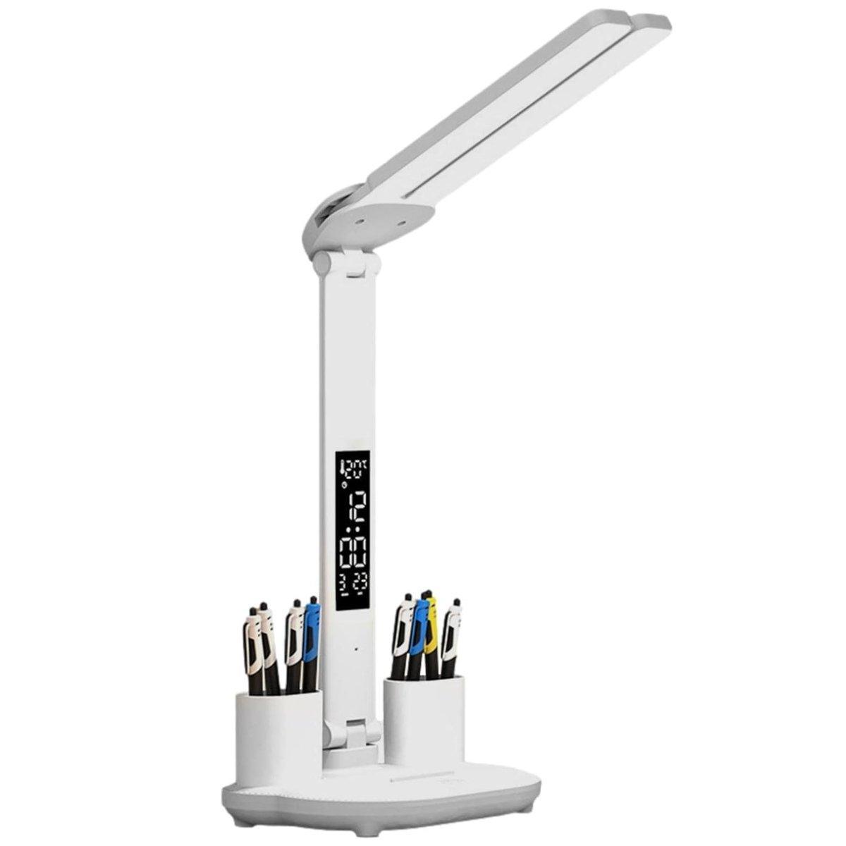 3-in-1 LED Desk Lamp – Adjustable Table Lamp with Clock, Pen Holder & USB Charging Port