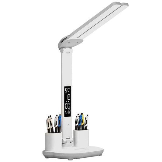 3-in-1 LED Desk Lamp – Adjustable Table Lamp with Clock, Pen Holder & USB Charging Port