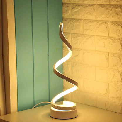 Modern Spiral LED Desk Lamp – Unique Curved Design Light for Living Room, Office & Study